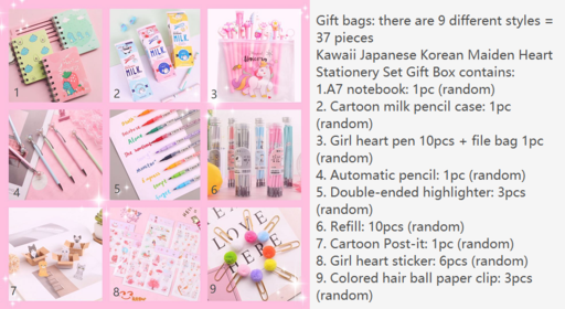 Kawaii  Japanese  Korean   Maiden Heart Stationery Set Gift Box-LB003