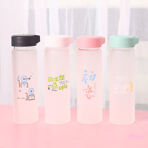 Cute Japanese and Korean cute fresh portable double insulated glass cup