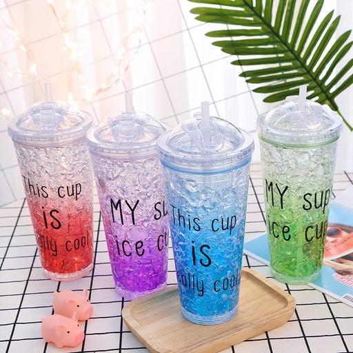Kawaii  Japanese  Korean  Double-layer straw drinking cup with lid