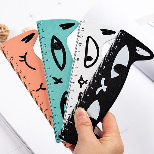 Kawaii  Japanese  Korean Cartoon Cat Stationery Ruler Cute Color Drawing Hand Ruler