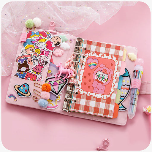 Kawaii  Japanese  Korean  Small fresh cute girl heart hand book loose-leaf diary notebook set