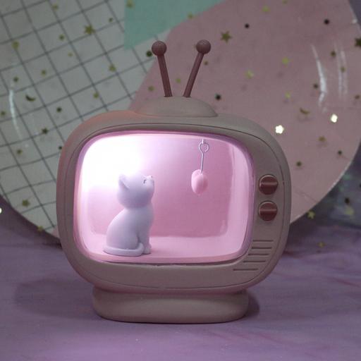 Grocery Girl Heart Neko Radio Night Cat Decoration Night Light Student Gift Home Decoration Crafts Table Lamp ~ Table Ornaments