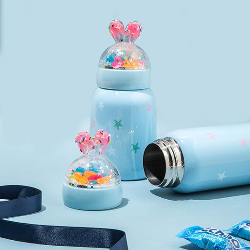 Kawaii  Japanese  Korean  Crystal Ball Vacuum Stainless Steel Cup Rabbit Ear Thermos