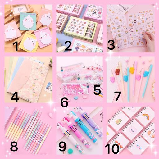 Kawii Japanese and Korean version of the small fresh and soft sister pink notebook, stickers, ballpoint pens, pencil case stationery Surprise Box-LB001