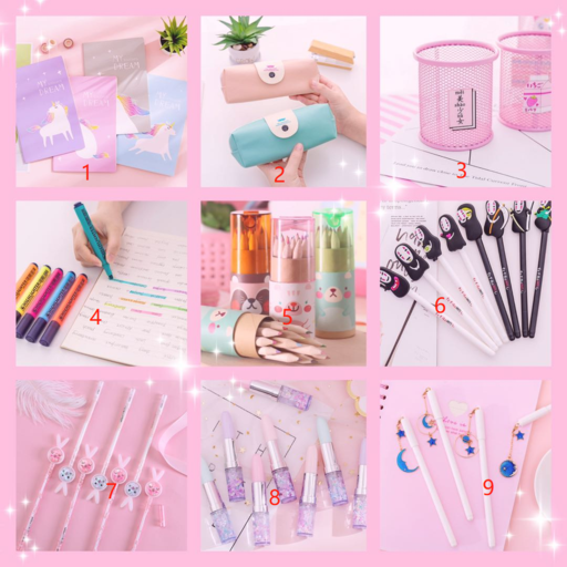 Kawii Japanese and Korean version of the small fresh and soft sister pink notebook, stickers, ballpoint pens, pencil case stationery Surprise Box-LB002