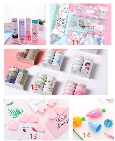 Kawii Japanese and Korean version of the small fresh and soft sister pink notebook, stickers, ballpoint pens, pencil case stationery Surprise Box-LB002