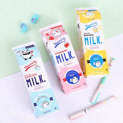 Kawaii Japanese Korean Cartoon milk carton pencil case