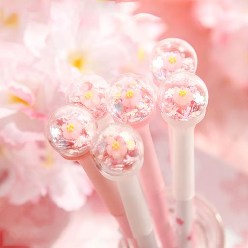Kawaii Korean Japanese -Crystal Cherry Gel Neutral Pen Quicksand Pen
