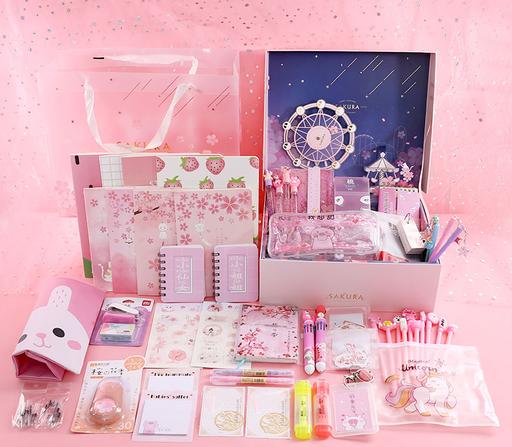 Kawaii Japanese Korean Sakura Maiden Heart Stationery Set Gift Box