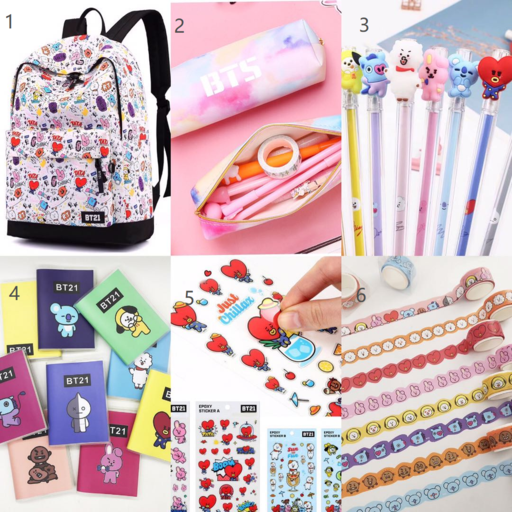 Kawaii Japanese Korean -BT21 Bulletproof Youth Regiment stationery combination spree = BT21 School Box-LB004