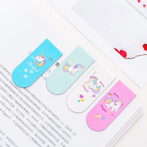 Kawaii  Japanese  Korean  Pink girl heart unicorn magnet bookmark cartoon magnetic bookmark mini book holder flip book holder