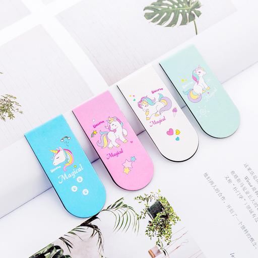 Kawaii  Japanese  Korean  Pink girl heart unicorn magnet bookmark cartoon magnetic bookmark mini book holder flip book holder