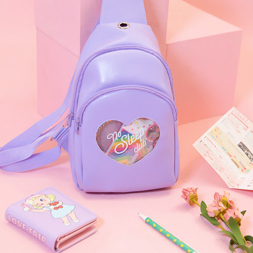 Kawaii Korean Japanese Milkjoy Diamond Love Girl Chest Fresh And Transparent Multi-Layer Messenger Shoulder Bag