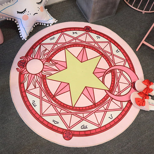 Cartoon cute cute girl cloakroom magic girl floor mat round rug