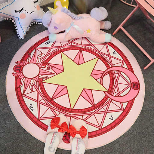 Cartoon cute cute girl cloakroom magic girl floor mat round rug